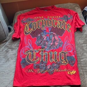 GMF Red Graphic Tee with Bold Design